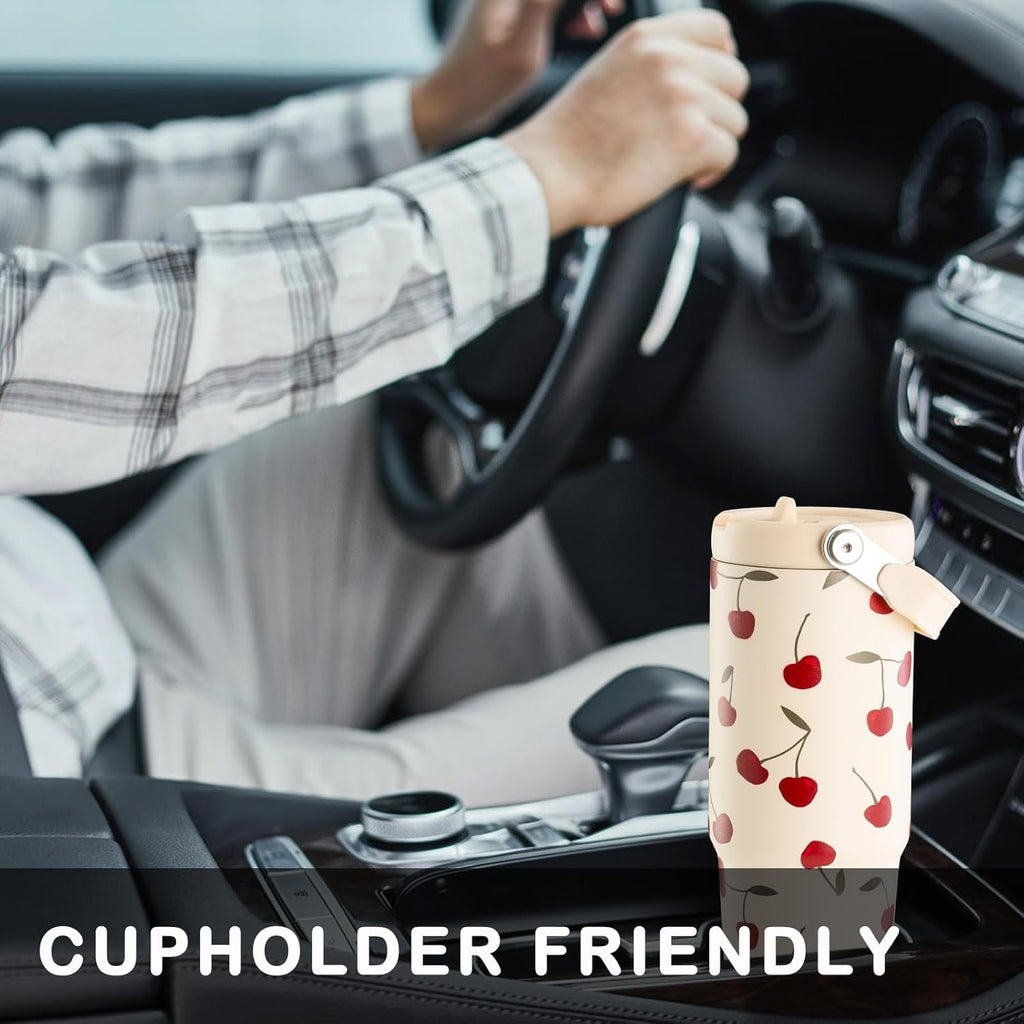 Cherry Tumbler, Cherry Gifts for Women 30 oz Tumbler with Handle and Flip Straw Stainless Steel Insulated Cup Travel Mug Water Bottle