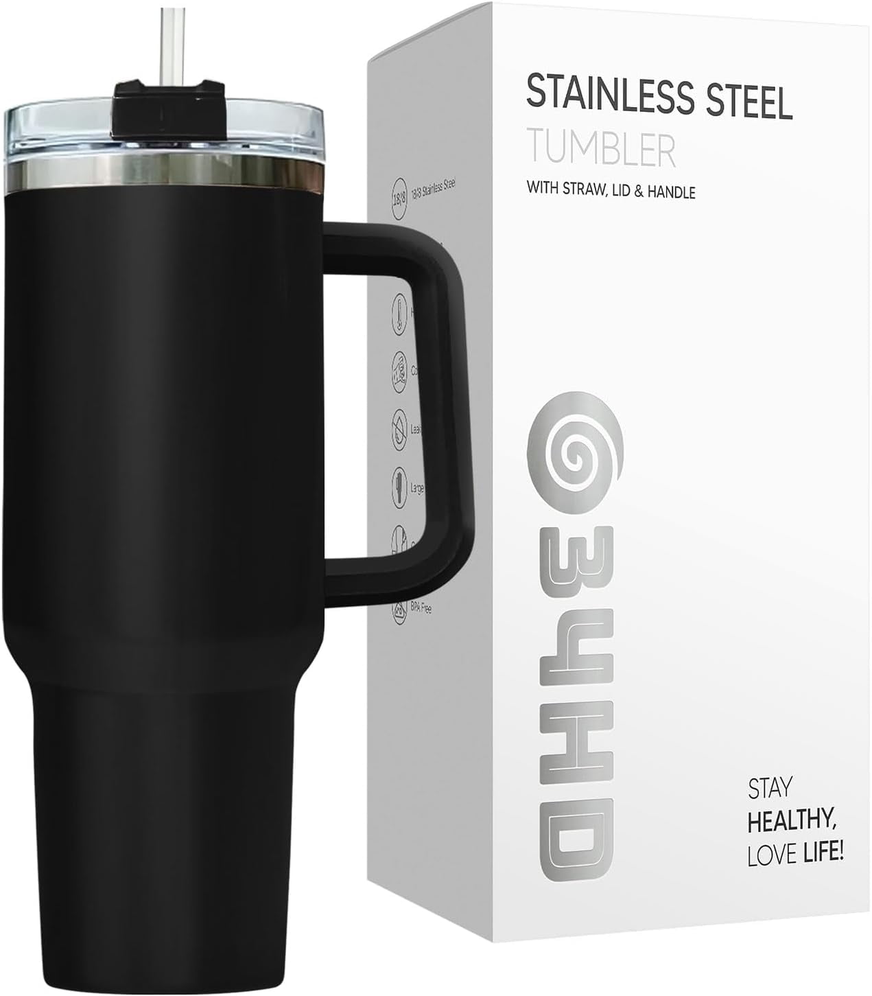 Liber Tea Tumbler 40oz with Handle and Straw, Patriotic Tea Vacuum Insulated Travel Gaming Cup, Gamer Gifts for Father''s Day - Cool Birthday Present for Him, Men & Daddy
