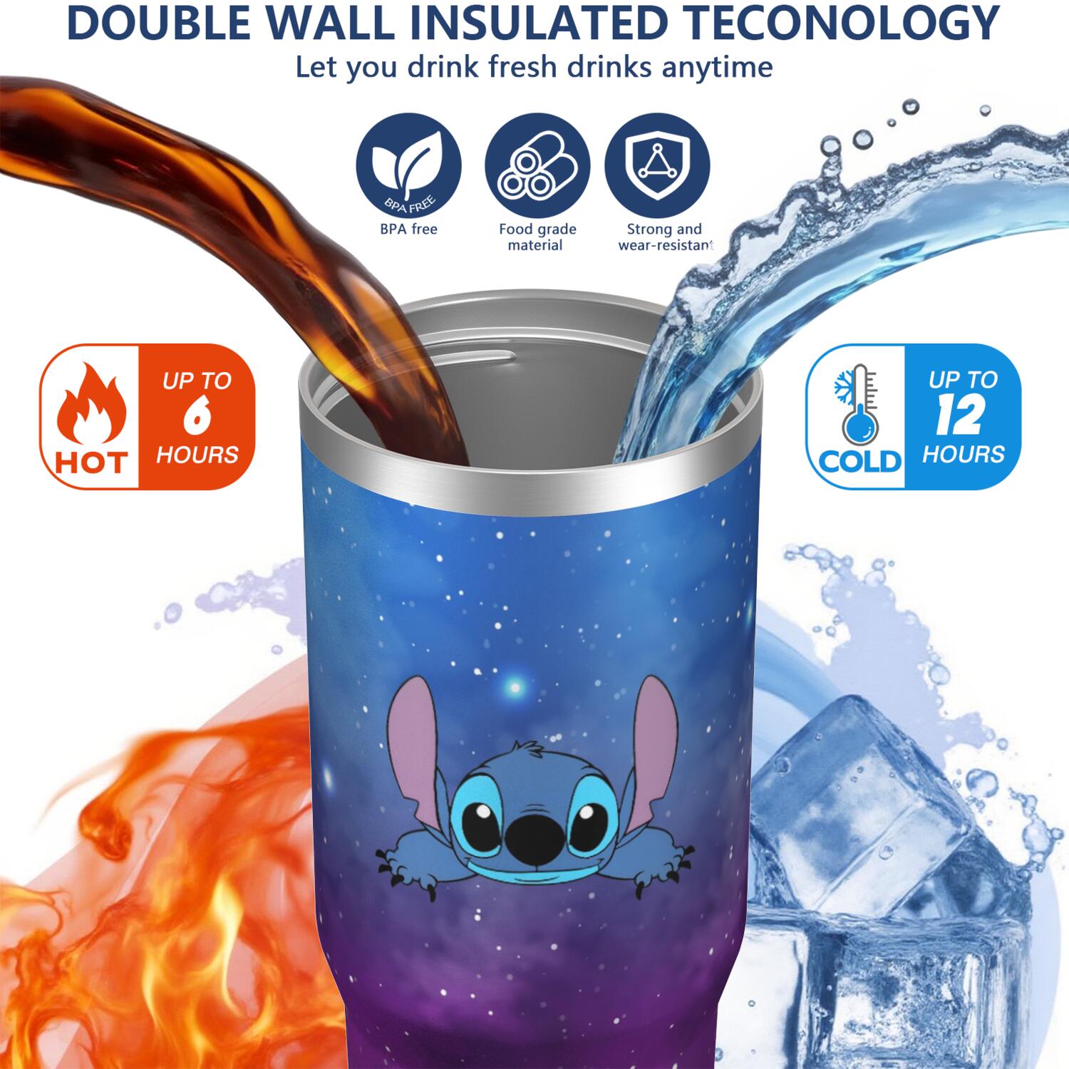 30oz Cartoon Movie Stainless Steel Tumbler with Lid and Straw,Spill Proof Cartoon Travel Cup for Cartoon Lovers,Double Wall Vacuum Insulated Coffee Mug with Top Handle Blue