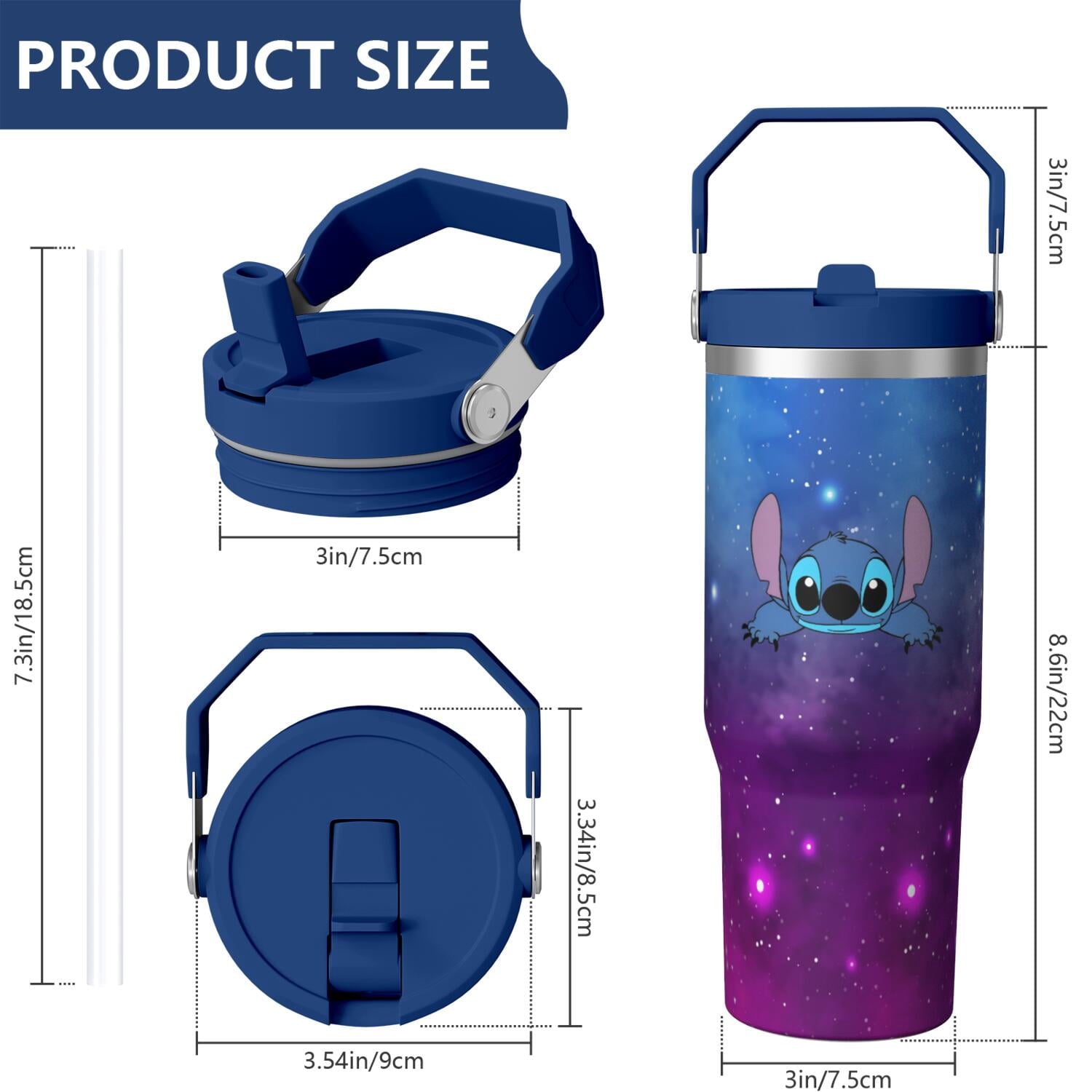 30oz Cartoon Movie Stainless Steel Tumbler with Lid and Straw,Spill Proof Cartoon Travel Cup for Cartoon Lovers,Double Wall Vacuum Insulated Coffee Mug with Top Handle Blue
