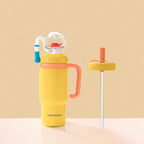 Stainless Steel Whale Fountain Tumbler, 24oz Insulated Whale Water Bottle with Handle， Two Lids, Spill-Proof, Dishwasher Safe, Cute & Perfect for Kids, Teens, and Adults