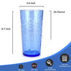 Yalin 24-Ounce Plastic Tumbler Acrylic Drinking Glasses, Reusable Plastic Cups, Stackable, BPA-Free, Shatter Proof, Dishwasher Safe, Set of 8 ( Multicolor )