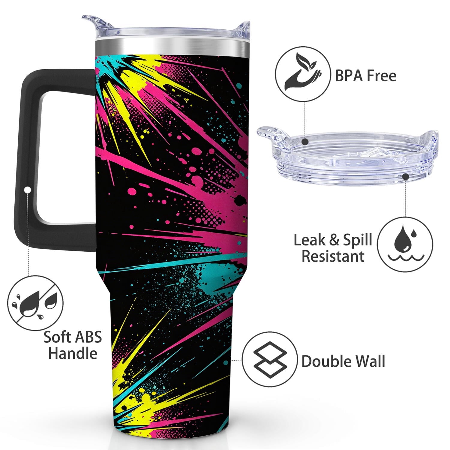 Vibrant Color Burst Stainless Steel Tumbler, 30oz
