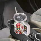 Nutcracker Christmas Insulated Tumbler with Lid and Straw, Holiday King Soldier Design Stainless Steel Travel Cup