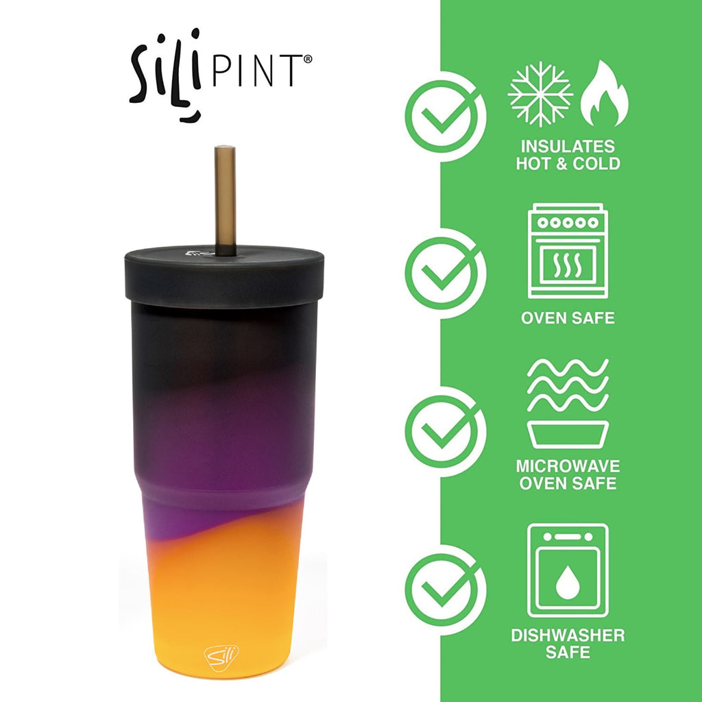 Silipint: Silicone 32oz Straw Tumblers: 2 Pack - Sun Storm