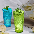 Amazing Abby - Glacier - 18-Ounce Plastic Tumblers (Set of 8), Plastic Drinking Glasses, Mixed-Color Reusable Plastic Cups, Stackable, BPA-Free, Shatter-Proof, Dishwasher-Safe