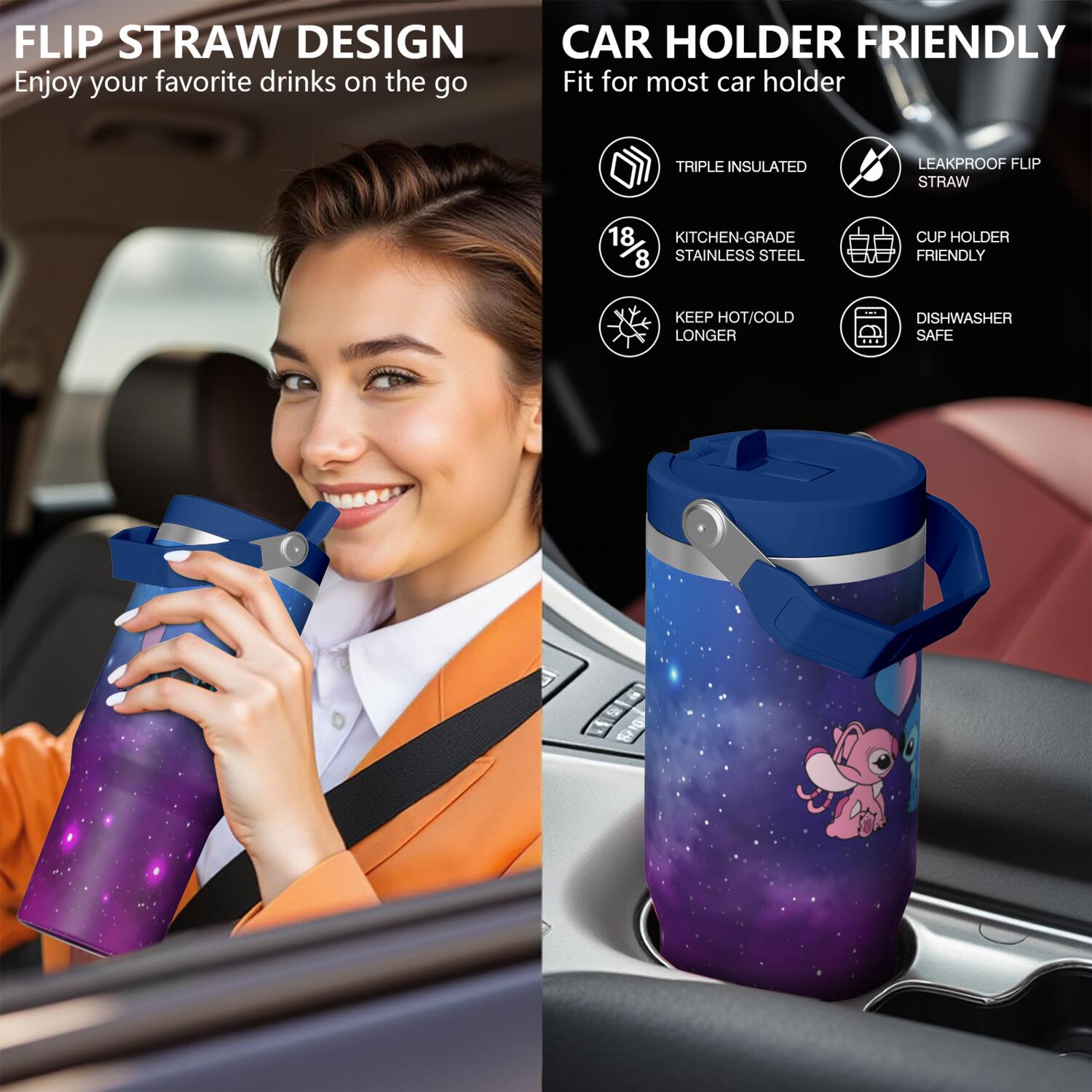 30oz Cartoon Movie Stainless Steel Tumbler with Lid and Straw,Spill Proof Cartoon Travel Cup for Cartoon Lovers,Double Wall Vacuum Insulated Coffee Mug with Top Handle Blue