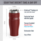 Thermos Stainless King Vacuum Insulated Stainless Steel Tumbler, 16oz, Matte Rustic Red
