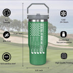 Golf Gifts For Men Women Golfers 30Oz Green Golf Tumbler With Handle 30 OZ Golf Travel Coffee Mug Water Bottle Stainless Steel Vacuum Insulated, Golf Stuff Gifts For Golfer