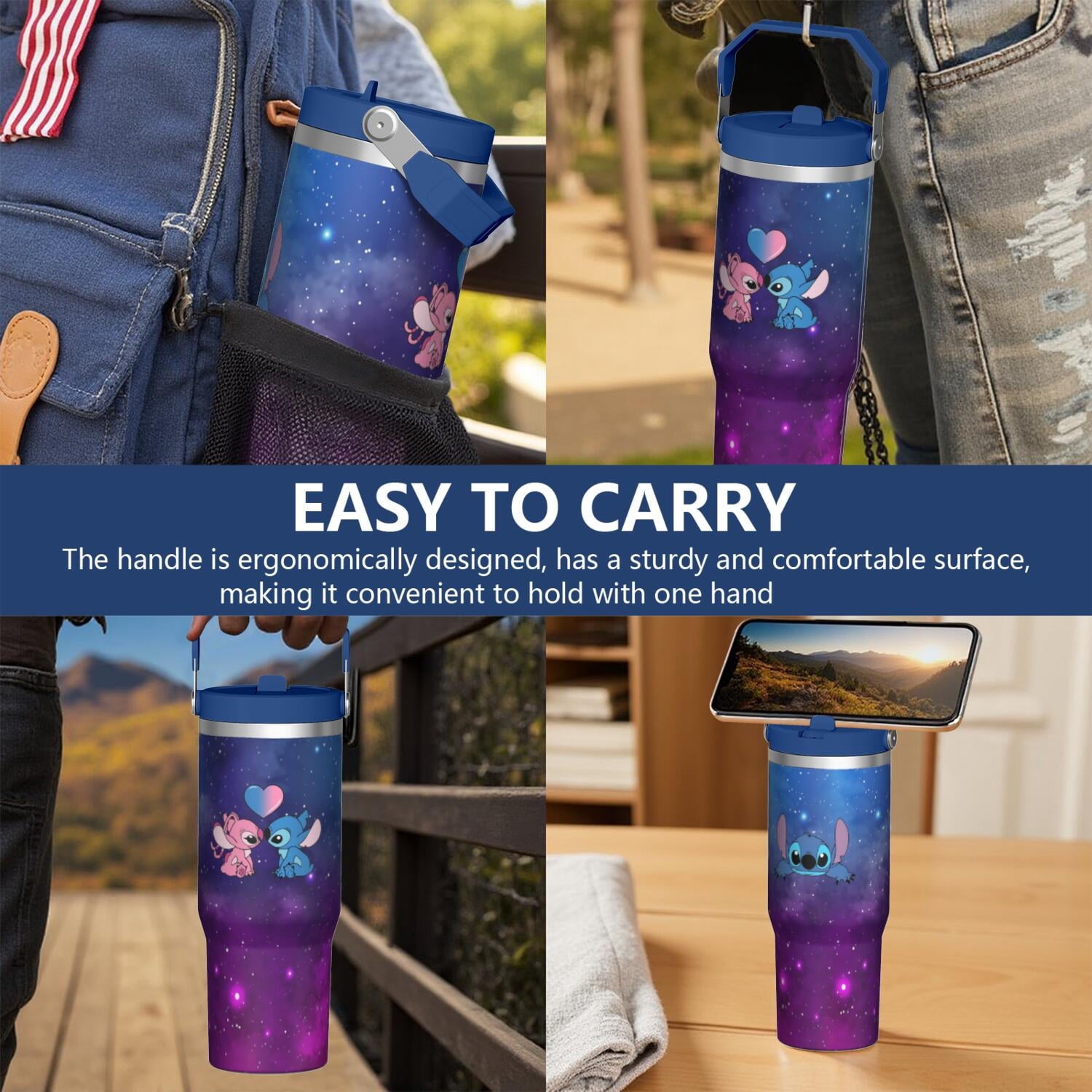 30oz Cartoon Movie Stainless Steel Tumbler with Lid and Straw,Spill Proof Cartoon Travel Cup for Cartoon Lovers,Double Wall Vacuum Insulated Coffee Mug with Top Handle Blue