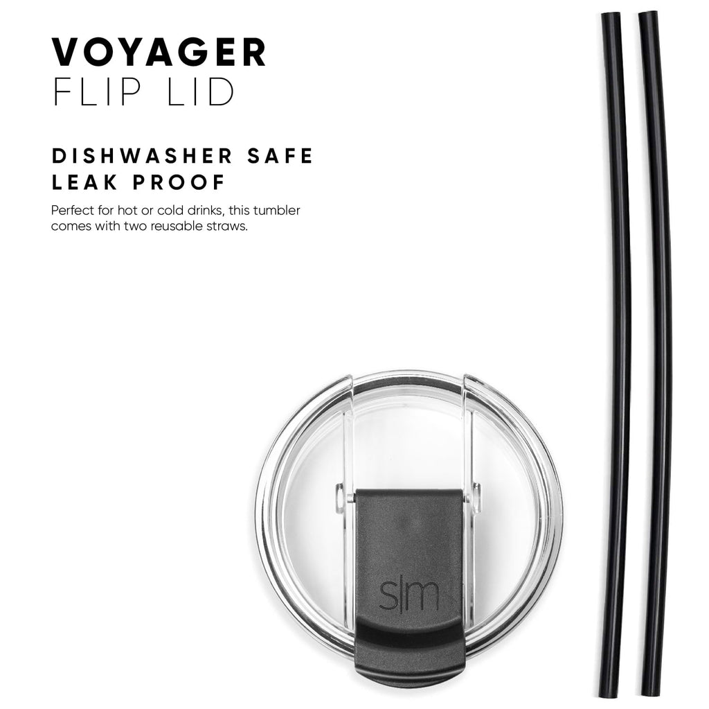 Simple Modern 16oz Voyager Travel Mug Tumbler w/ Clear Flip Lid & Straw - Coffee Cup Vacuum Insulated Flask 18/8 Stainless Steel Hydro Water Bottle -Midnight Black