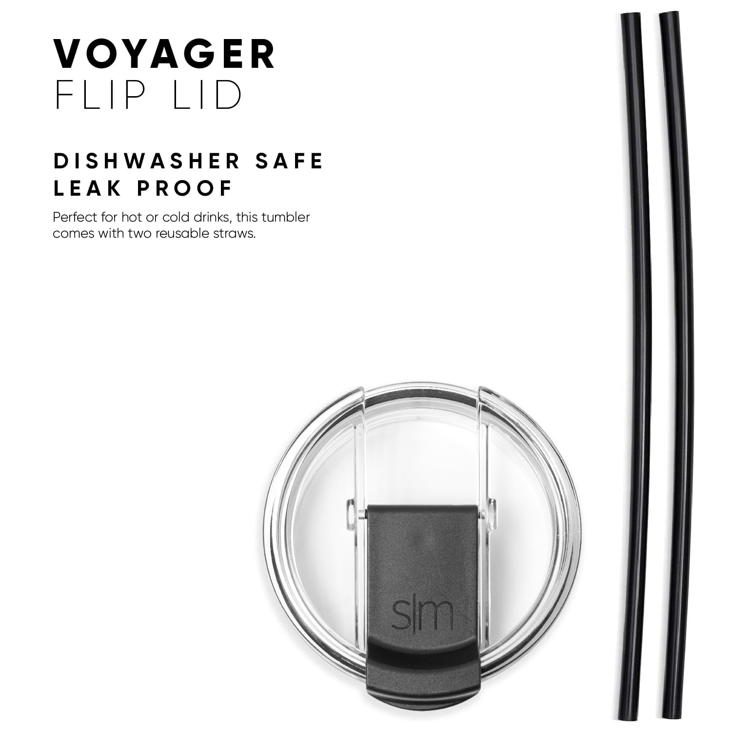 Simple Modern 16oz Voyager Travel Mug Tumbler w/ Clear Flip Lid & Straw - Coffee Cup Vacuum Insulated Flask 18/8 Stainless Steel Hydro Water Bottle -Midnight Black