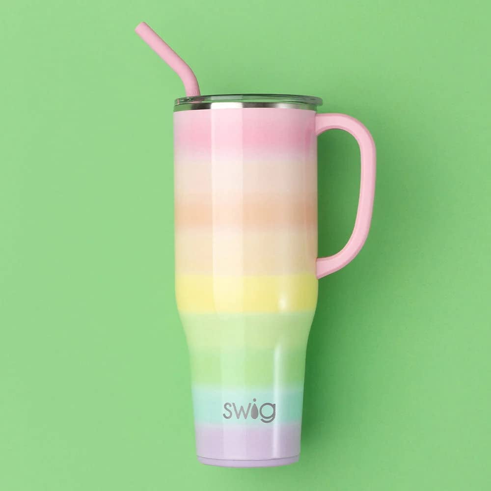 Swig Life 40oz Mega Mug | Insulated Stainless Steel Tumbler with Handle | Over The Rainbow