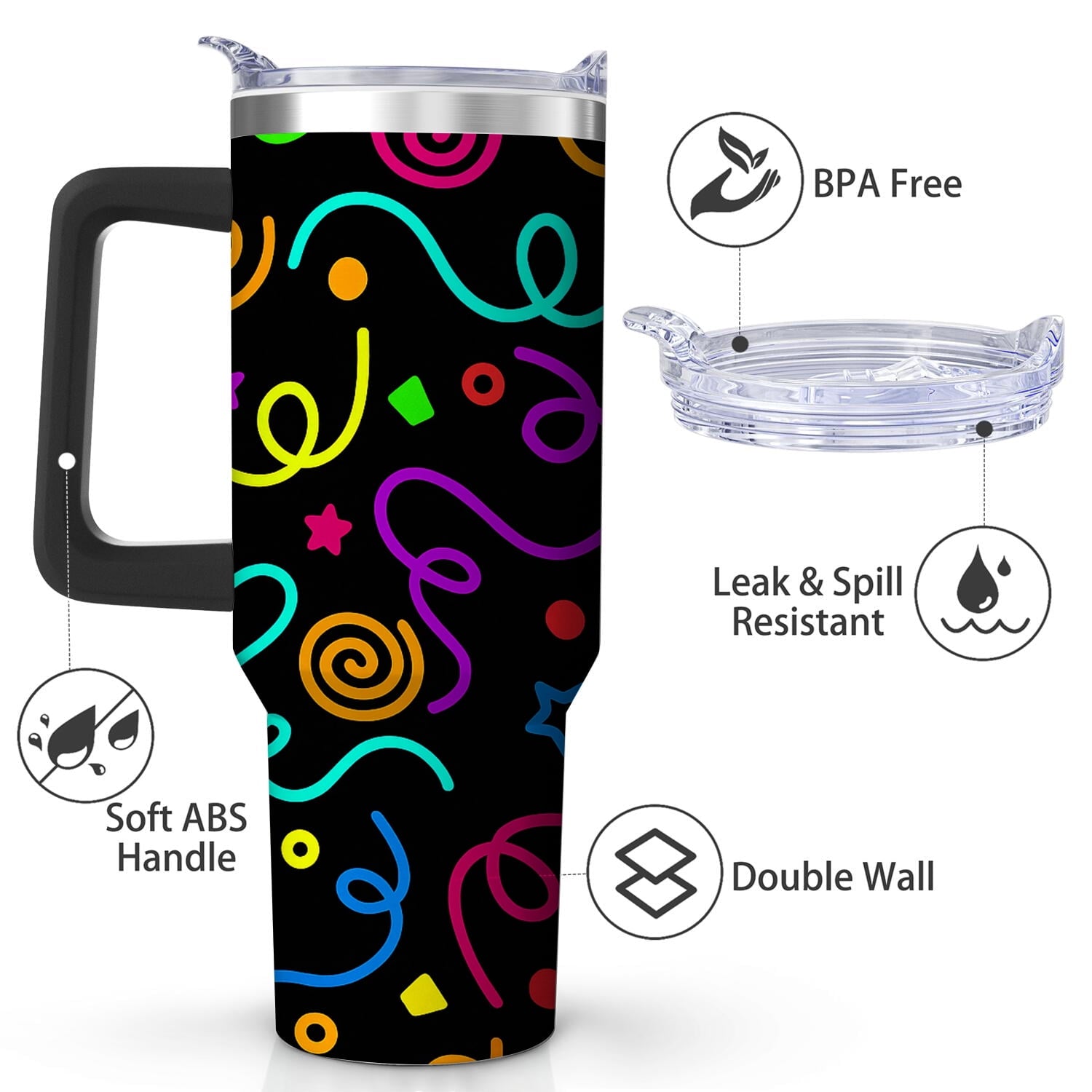 Colorful Confetti Stainless Steel Tumbler, 30oz