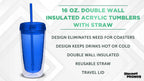 Double Wall Acrylic Tumblers 16 oz. Set of 10, Bulk Pack - BPA Free, Perfect for Iced Coffee, Soda, Other Hot & Cold Beverages - Blue