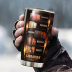Personalized Librarian Coffee Tumbler 20oz 30oz Custom Name Vintage Stainless Steel Cup Insulated Bookish Gifts Bookaholic Travel Mug For Women Book Lover Librarians Library Workers