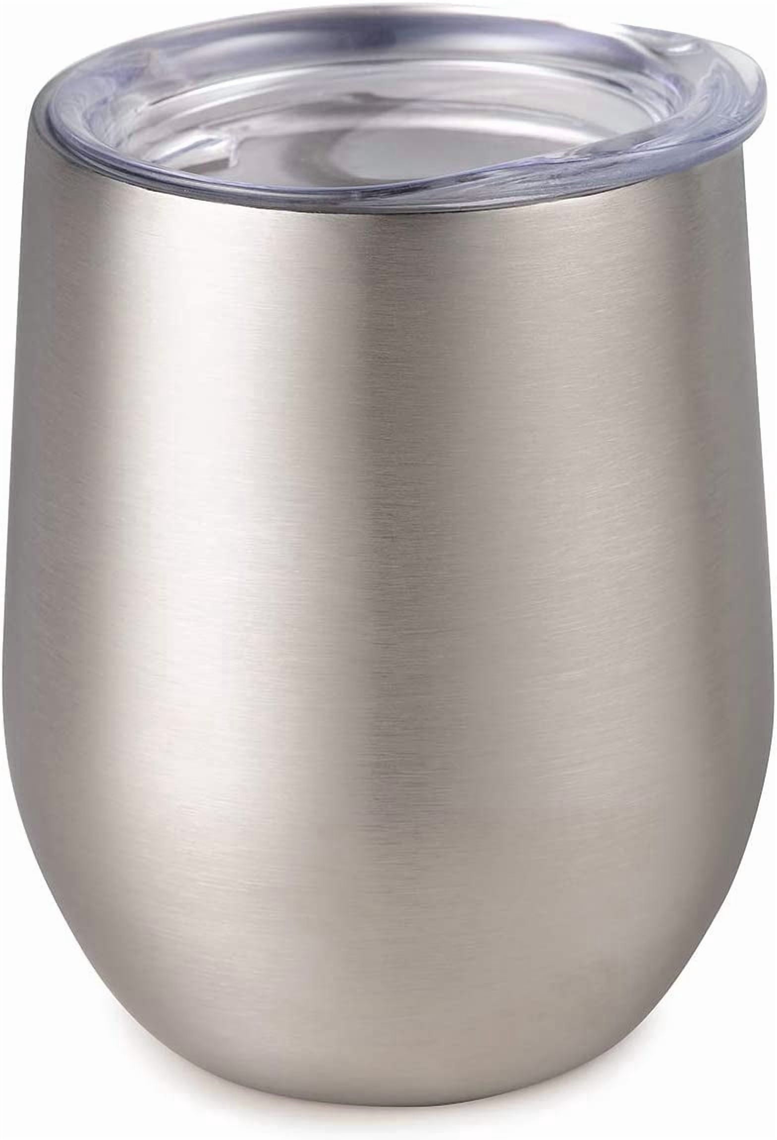 Maars Bev Stainless Steel Stemless Wine Glass Tumbler with Lid, Vacuum Insulated 12 oz Cup | Spill Proof, Travel Friendly, Fun Cocktail Drinkware - 2 Pack Seafoam Blue