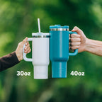 RTIC 40 oz Ceramic Lined Road Trip Tumbler with Handle and Leak-Resistant Straw Lid, Beach