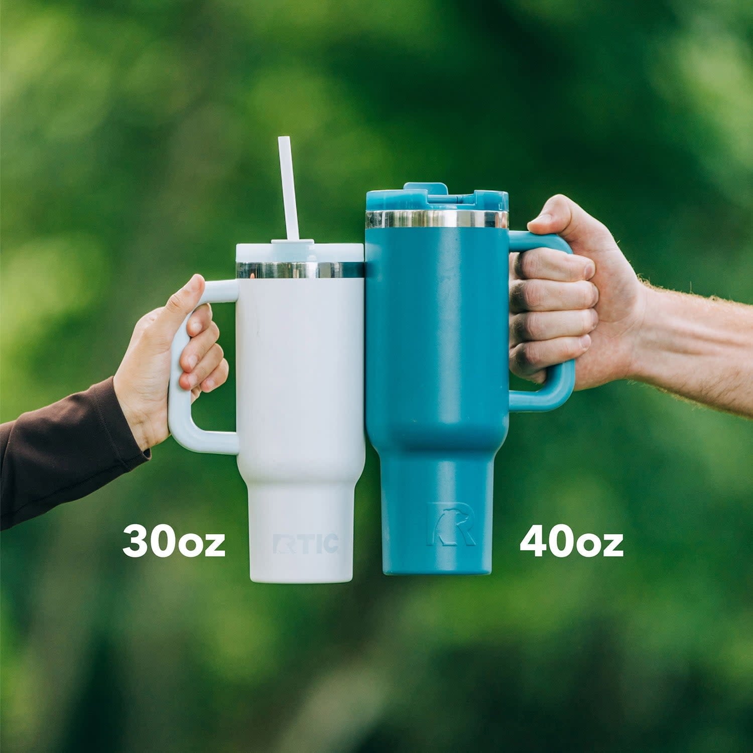 RTIC 40 oz Ceramic Lined Road Trip Tumbler with Handle and Leak-Resistant Straw Lid, Beach