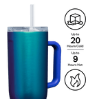 Corkcicle Cruiser Insulated Tumbler with Handle and Straw, Dragonfly, 40 oz – Reusable Water Bottle Keeps Beverages Cold for 20 Hours, Hot for 9 Hours – Cupholder Friendly, Spill Proof Tumbler