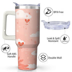 Cute Cloud and Heart Design Stainless Steel Tumbler, 30oz