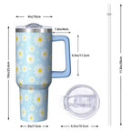 1pc daisy 40oz Tumbler with Straw & Handle - Insulated Stainless Steel Cup | Holiday Gift for Man Women (Christmas, Valentine's, Birthday)