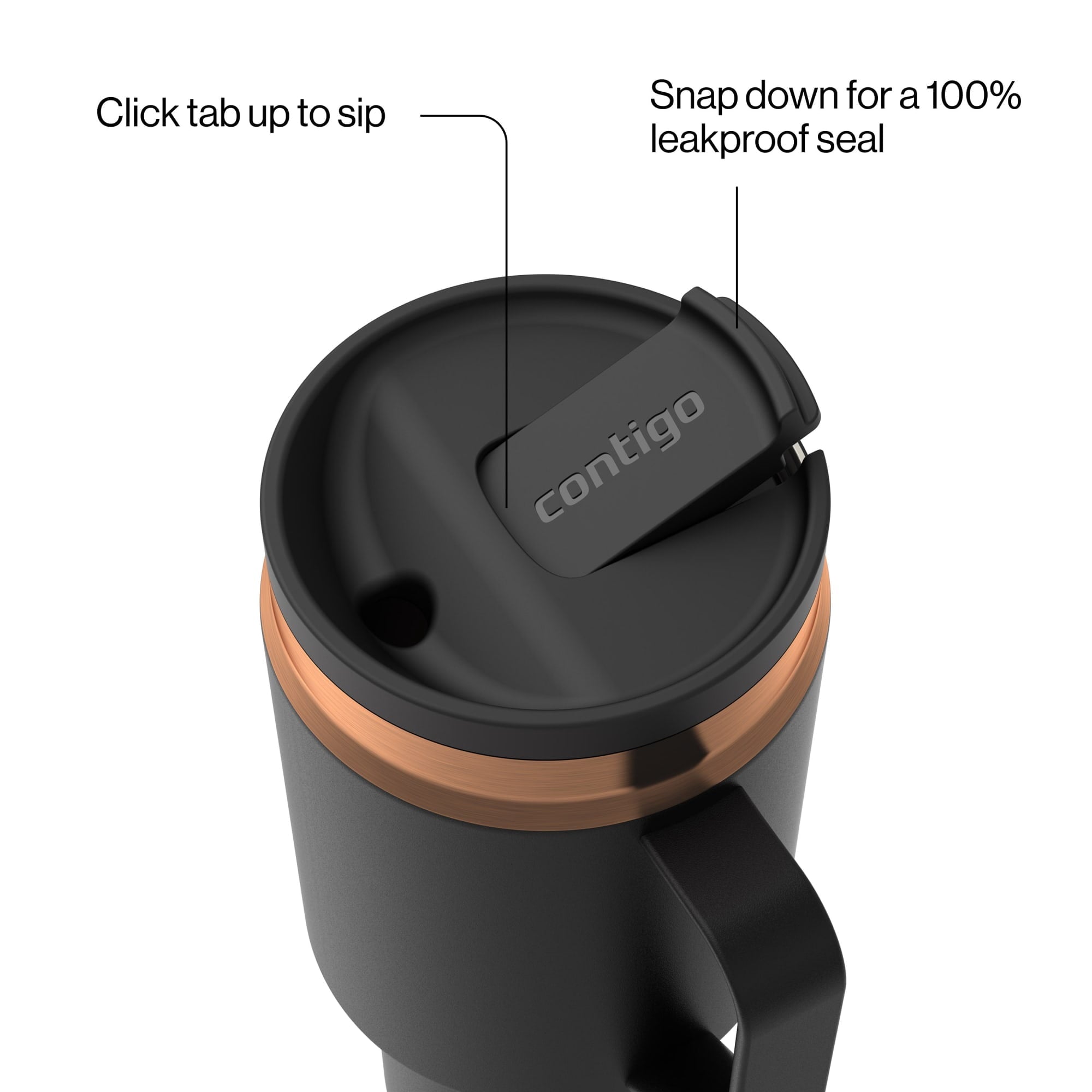 Contigo 30 oz Stainless Steel Water Bottle Tumbler with Straw – Leak-Proof Insulated Travel Mug, Reusable Water Bottle, Side Handle, Black/Bronze