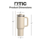 RTIC 40 oz Ceramic Lined Road Trip Tumbler with Handle and Leak-Resistant Straw Lid, Beach
