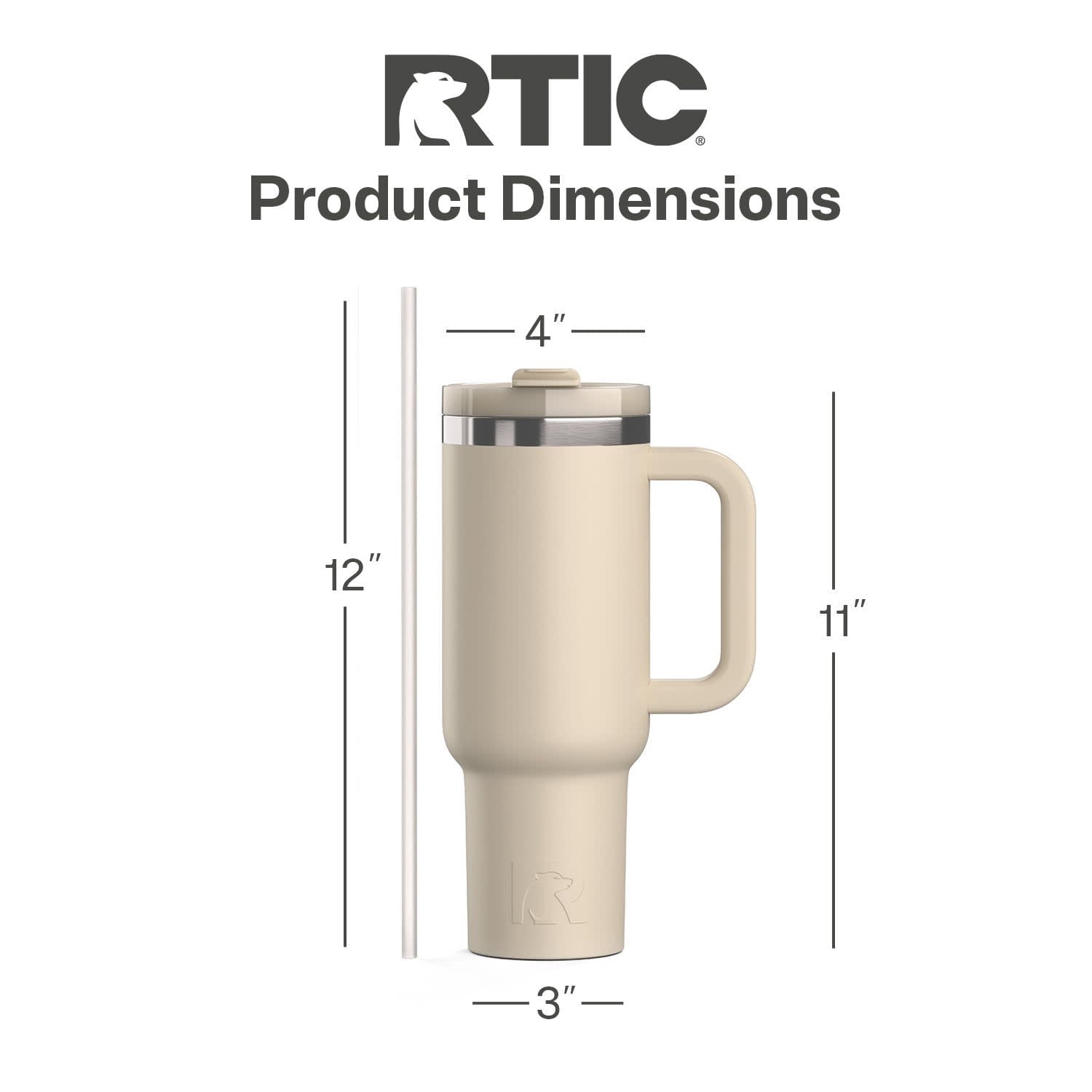 RTIC 40 oz Ceramic Lined Road Trip Tumbler with Handle and Leak-Resistant Straw Lid, Beach