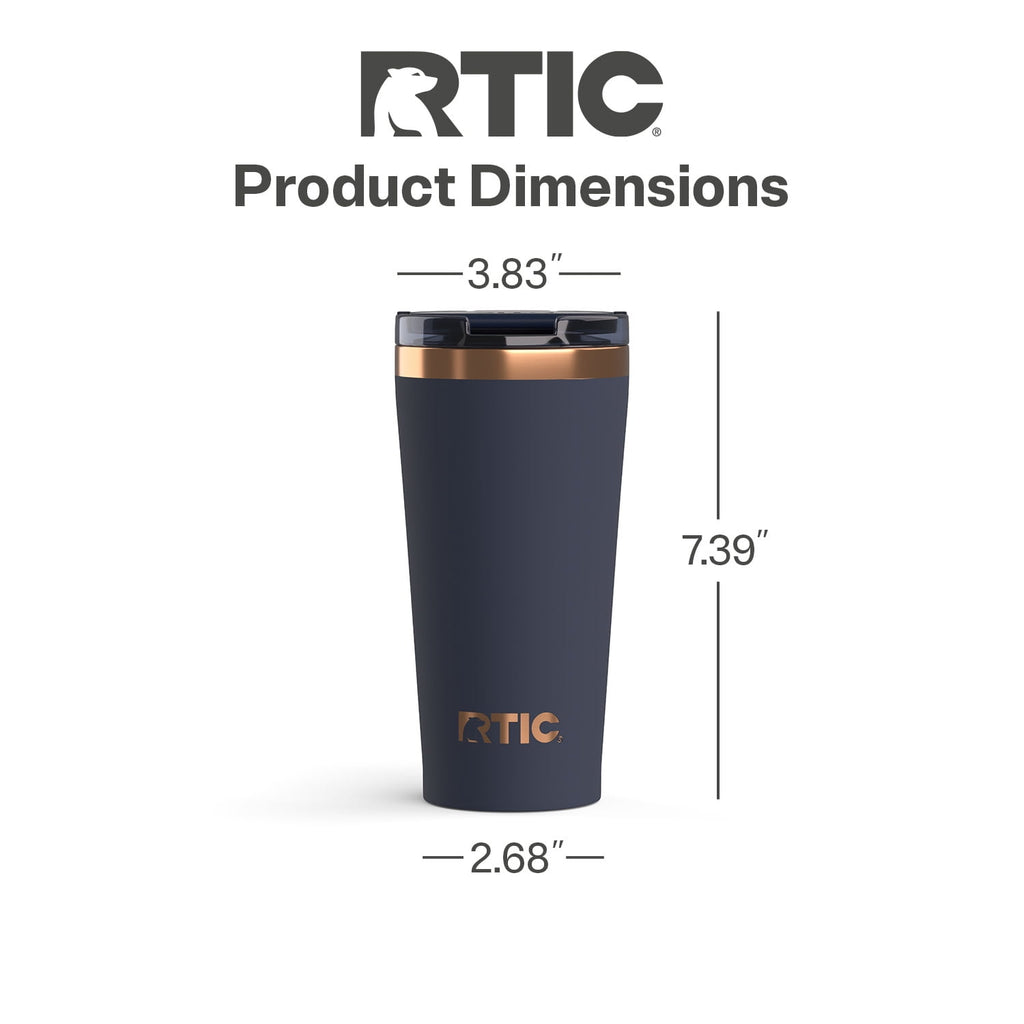 RTIC 18 oz Ceramic Lined Insulated Happy Hour Pint Tumbler, Leak Resistant Lid, Soft-Touch Exterior, Dark Midnight Dust