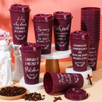 Spanish Bible Verse Tumblers Bulk, 16 oz Reusable Christian Cups with Lids, Plastic Coffee Cups for Church Events, Bible Study, Sunday School, Teacher Appreciation(Wine Red,24)