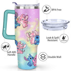 40oz Cartoon Movie Stainless Steel Tumbler with Lid and Straw,Spill Proof Cartoon Travel Cup for Cartoon Lovers Double Wall Vacuum Insulated Coffee Mug with Handle Greenish-blue