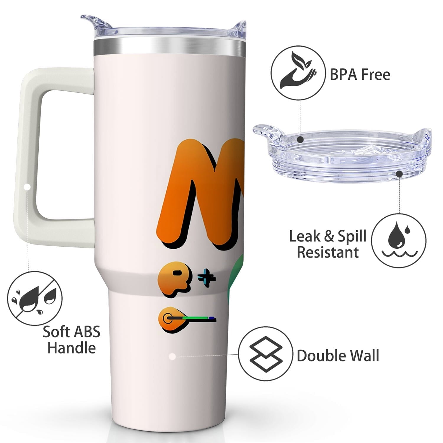 Colorful MOM CLUB Stainless Steel Tumbler, 30oz