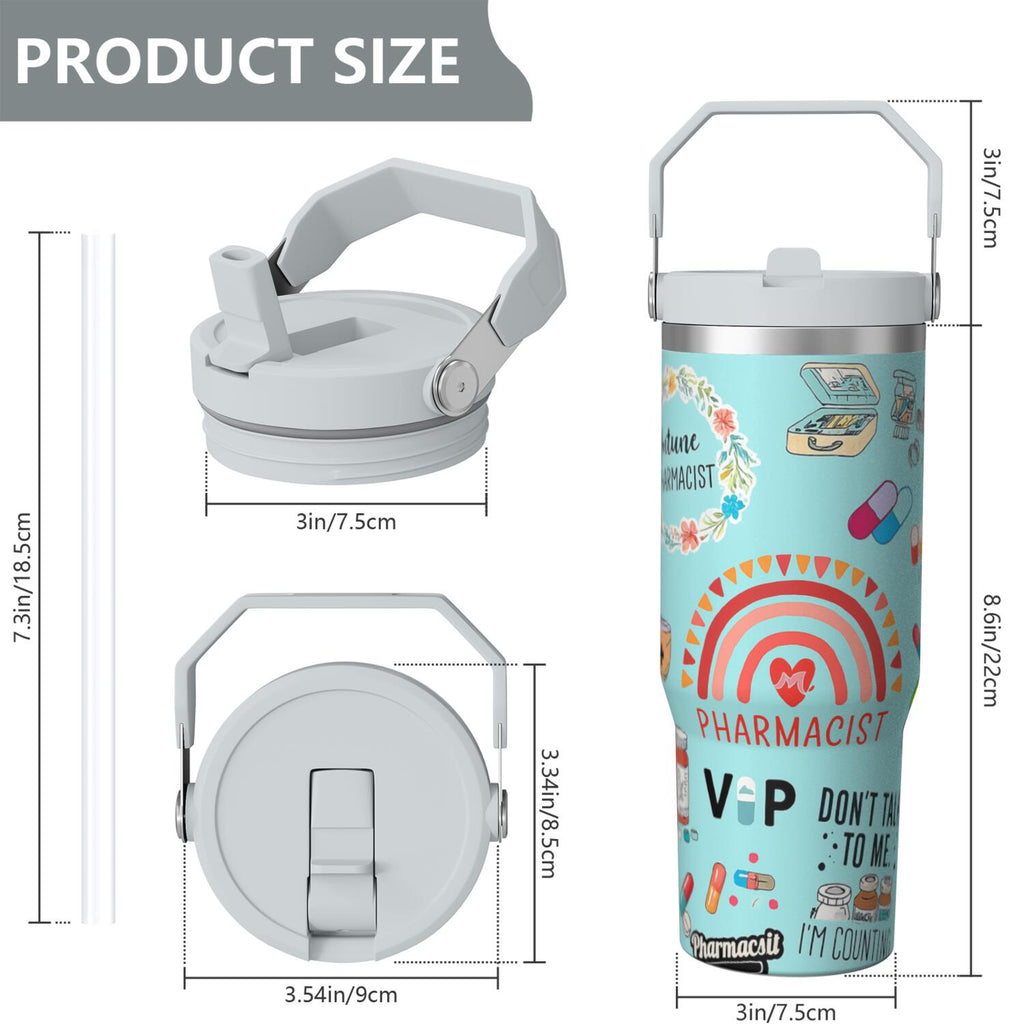 1pc pharmacist 30oz Tumbler with Straw & Handle - Insulated Stainless Steel Cup | Holiday Gift for Man Women (Christmas, Valentine's, Birthday)