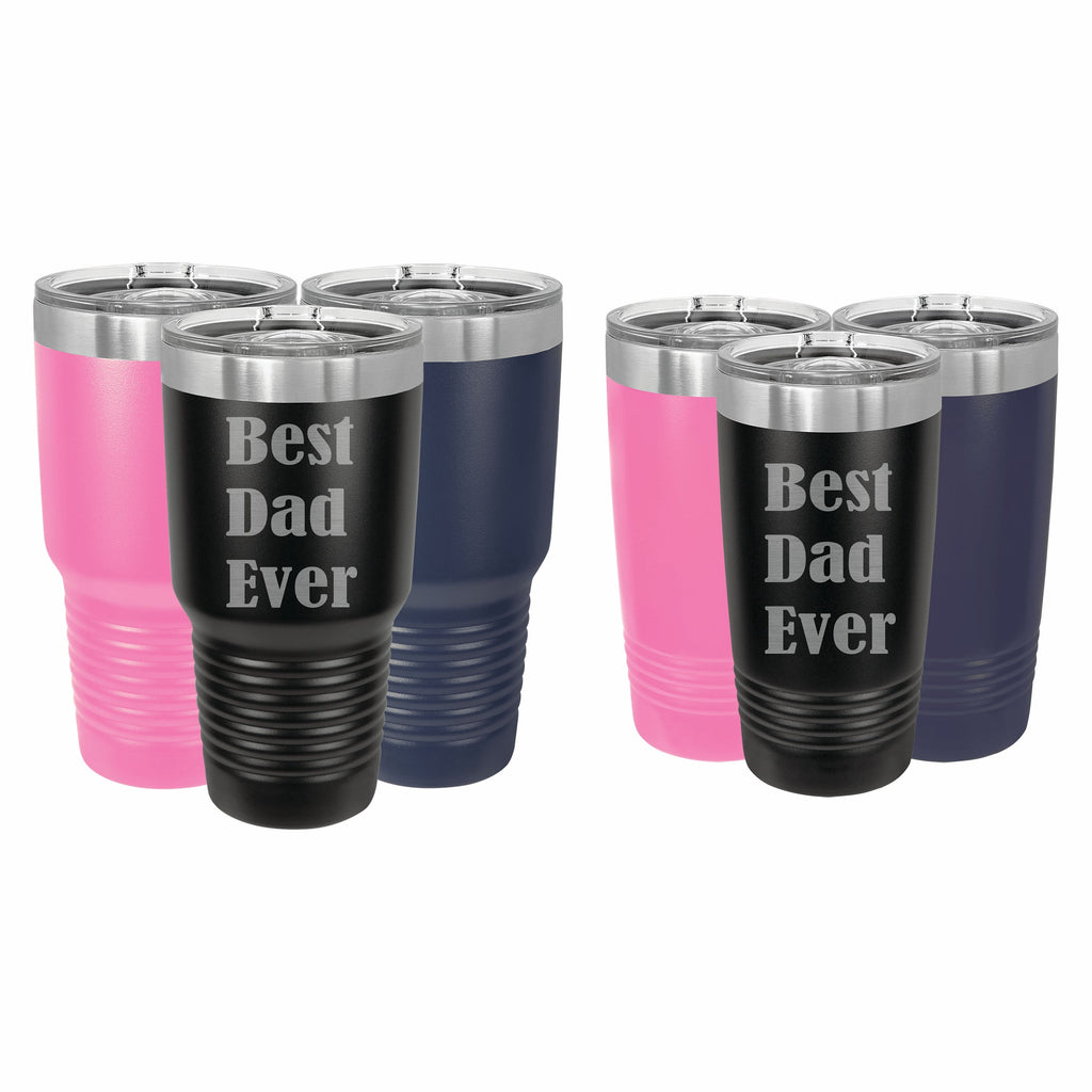 PrecisionNC Dad Gifts Best Dad Ever Engraved Stainless Steel Travel Mug Tumbler with Lid Fathers Day 20 ounce Black